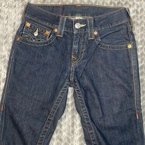 True Religion 27 Skinny with Flaps Dark Blue Jeans